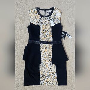 NWT Express x Fashion Star Leopard Peplum Dress Size 6 Flawed